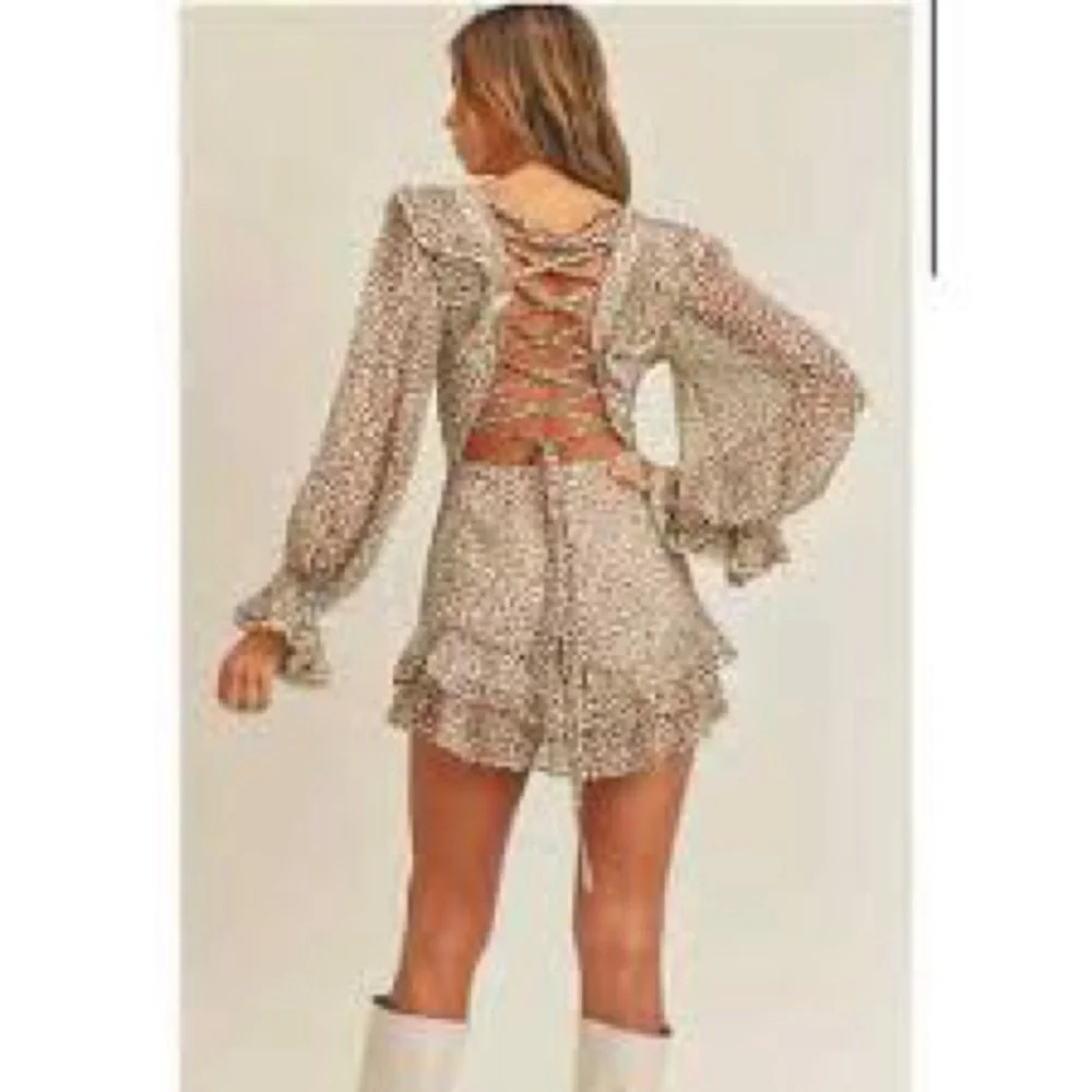 NWT,Anthropologie Mable, Instantly Slimming ruffle boho mini dress ,size Large - Picture 4 of 13